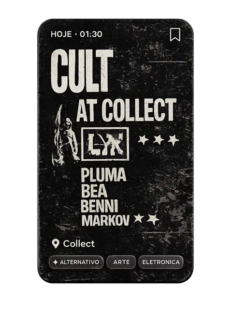 Cartaz do evento Cult at Collect, hoje à 01:30 no Collect
