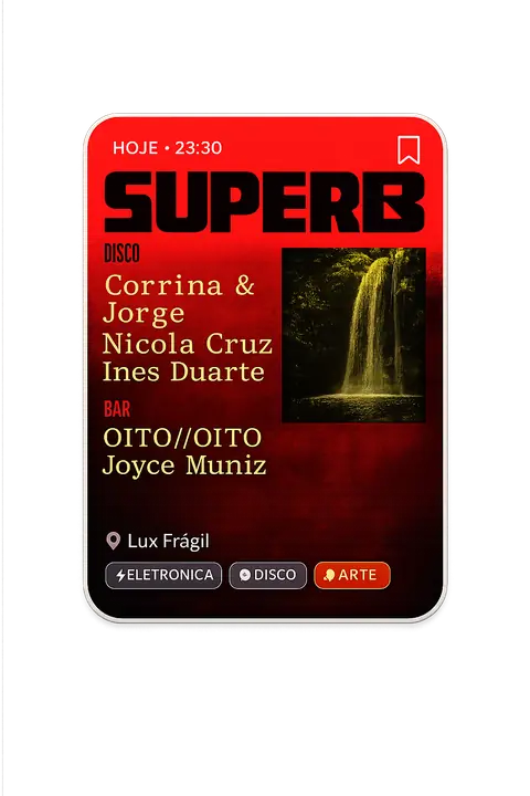 Cartaz do evento Superb com Carolina & Jorge, Nicolau Cruz e Sara Duarte